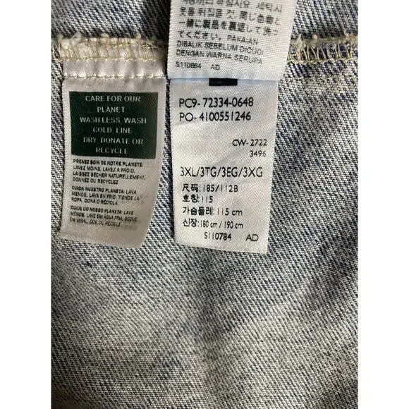 NWT LEVI'S JEAN JACKET MENS PREMIUM TRUCKER DISTRESSED PATCHWORK DENIM BLUE